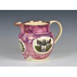 A large 19th century Sunderland pink lustre jug