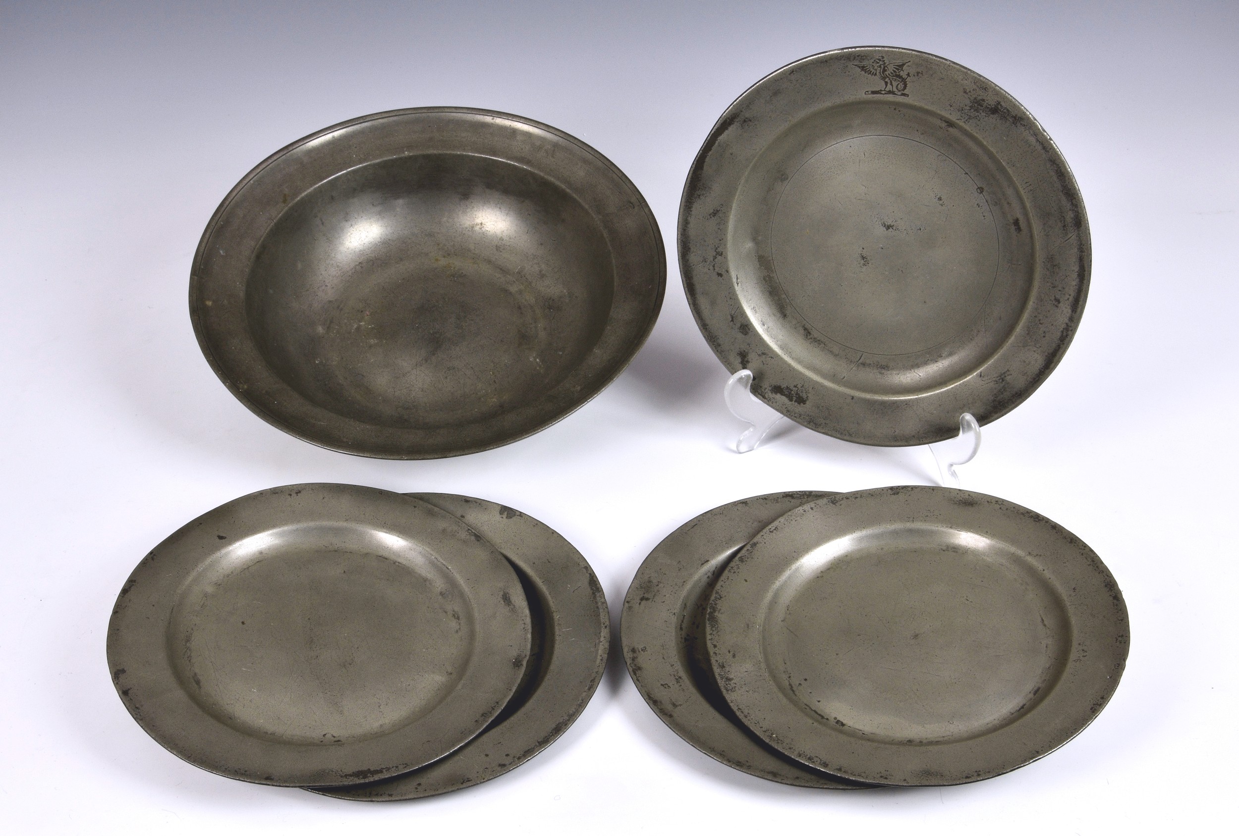 Four 18th century pewter plates