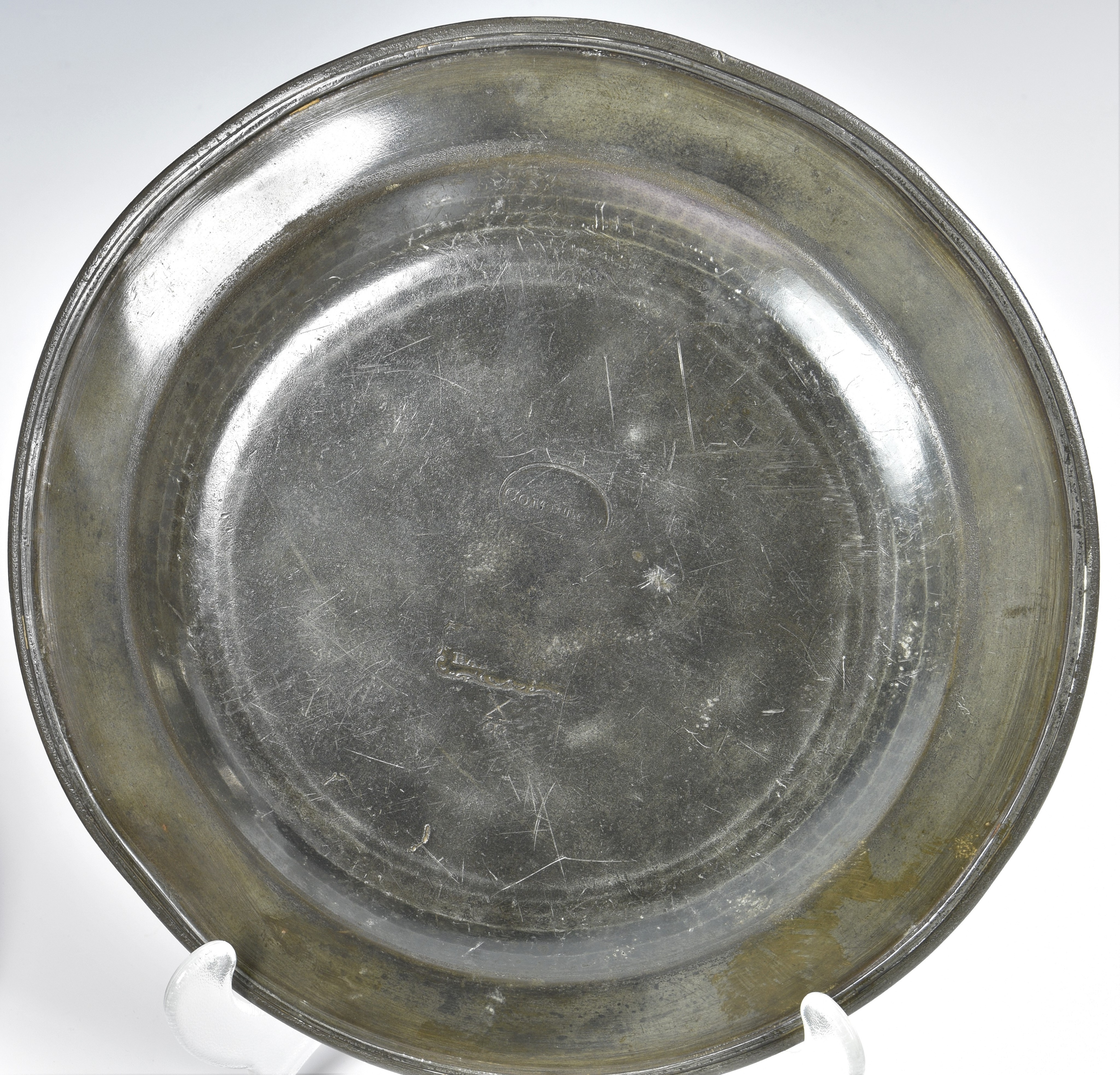 Four 18th century pewter plates - Image 4 of 4