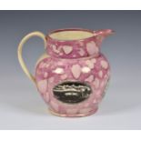 A large Sunderland Pink Lustre Jug