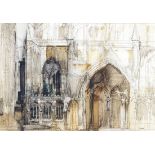 Frederick Donald Blake RI, RSMA (Scottish, 1908-1997), Gothic Church, watercolour and pen & ink