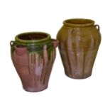 Two large part-glazed terracotta planters late 20th century