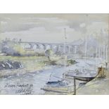 Neville Le Ray (Guernsey, b.1939), 'Dinan Viaduct', watercolour