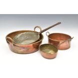 Four antique / vintage copper pans