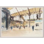 John Yardley RI (British, 1933-), "The Concourse, Brighton Station", watercolour, signed