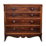 A George IV Channel Islands inlaid mahogany and satinwood straight front chest