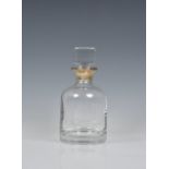 A boxed Elizabeth II glass decanter with silver collar, W I Broadway & Co, Birmingham, 1998, of