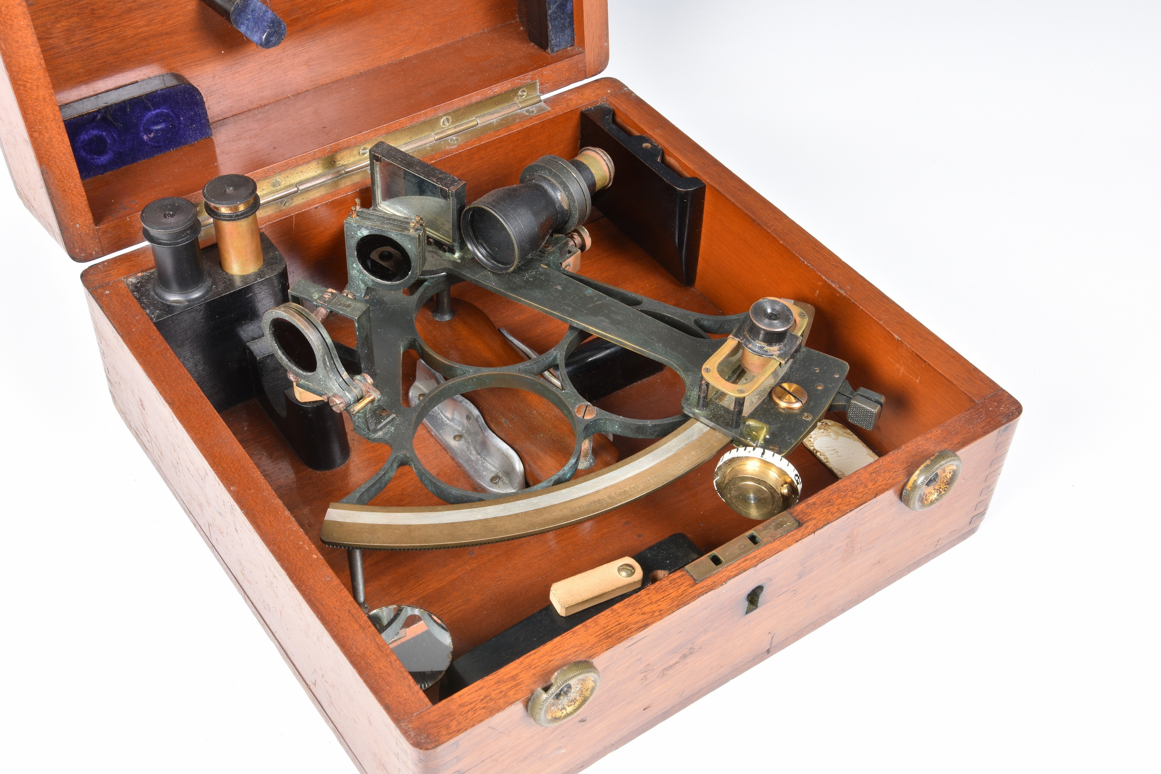 A mahogany cased Sextant by H. Hughes & Son Ltd, early 20th century, no. 13442, signed H. Hughes & - Image 2 of 4