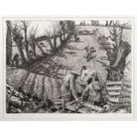 Patricia Miller (British, late 20th century), 'Potato Planting, Rozel', etching, signed in pencil