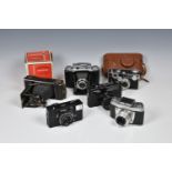 A collection of vintage cameras, to include a Ihagee Exakta SLR waist level, serial No. 137432, with