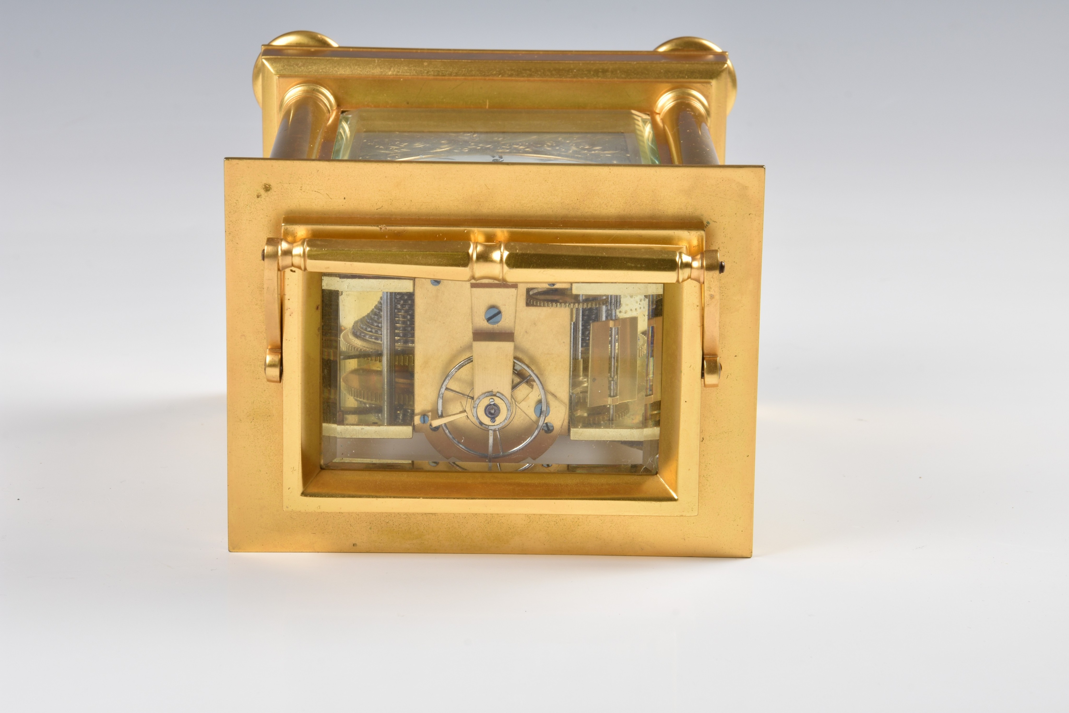 A fine English gilt brass double fusee carriage clock with hour strike, mid-19th century, - Image 7 of 10