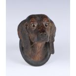 An unusual antique terracotta Labrador head leash holder / hanger, probably German, 1920's, well