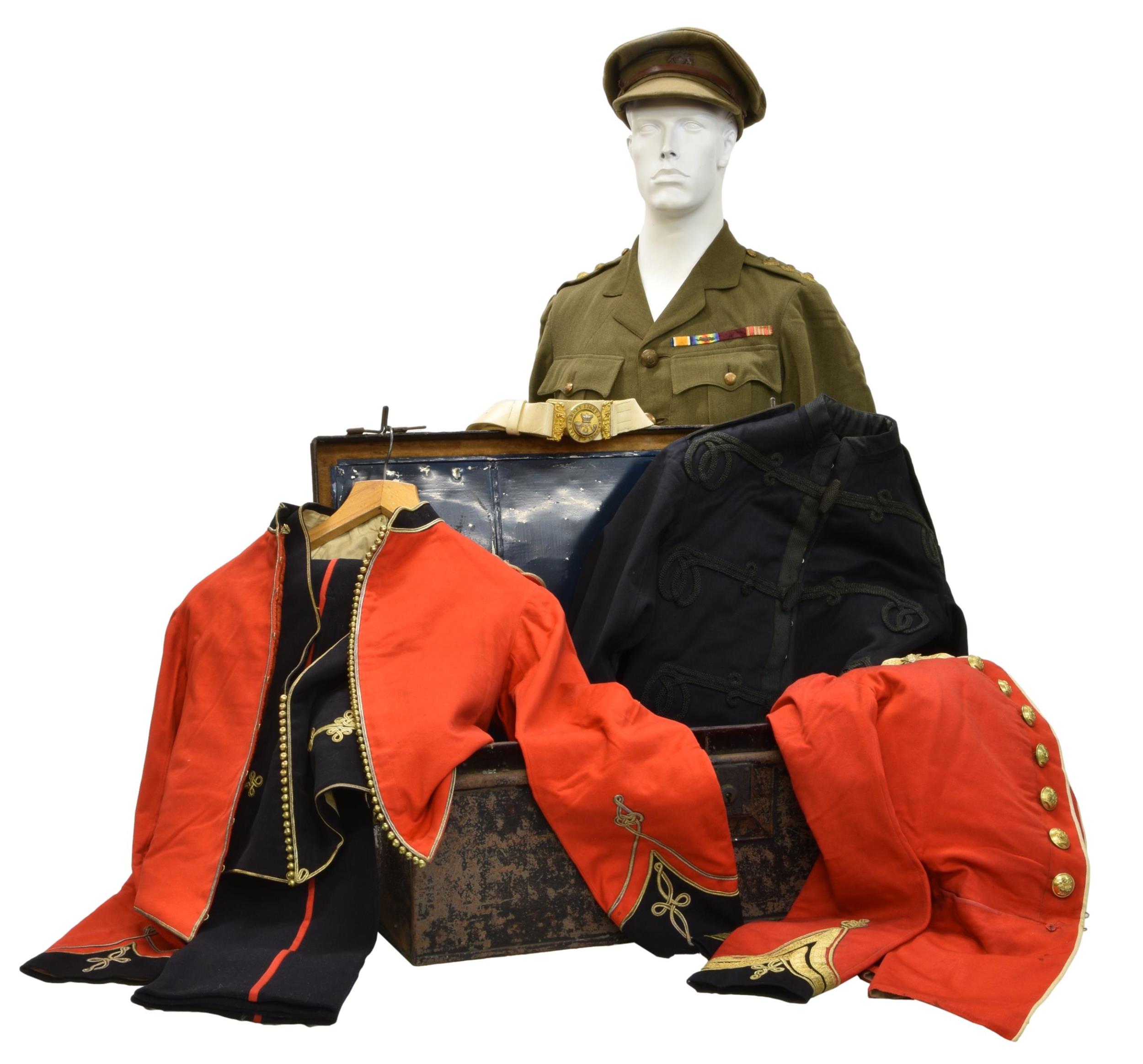 Royal Jersey Infantry interest - Lord Alexander Coutanche's uniforms contained in metal trunk, the