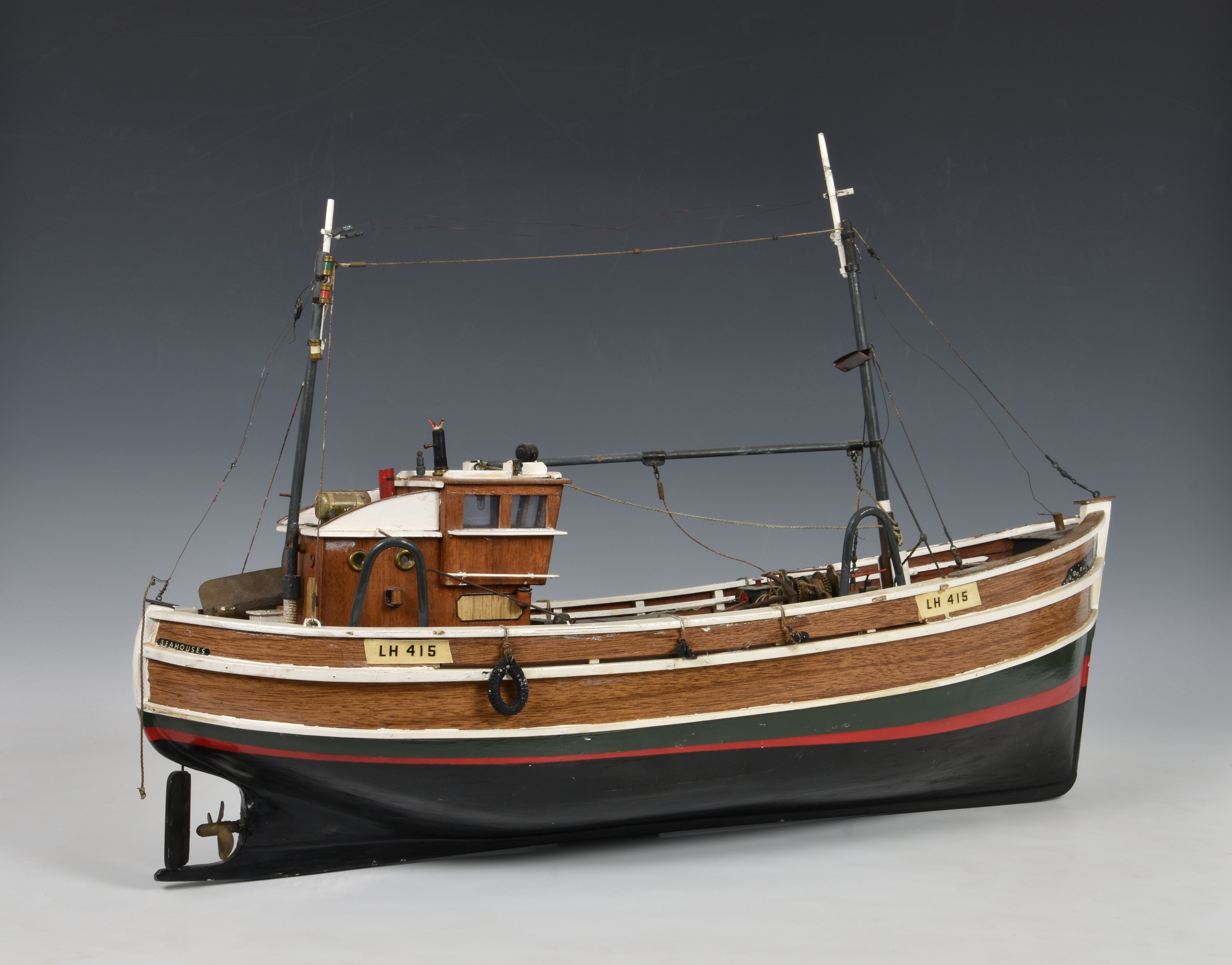 A scratch built model of a Scottish fishing boat 'Lisa Marie', well detailed, wooden built, named ' - Image 2 of 5