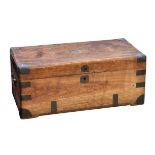 A 19th century brass bound camphorwood chest, with brass corners and carrying handles, 30 x 15 x
