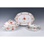 A collection of Herend porcelain Orange Apponyi 'Chinese bouquet' dinnerware, each piece decorated