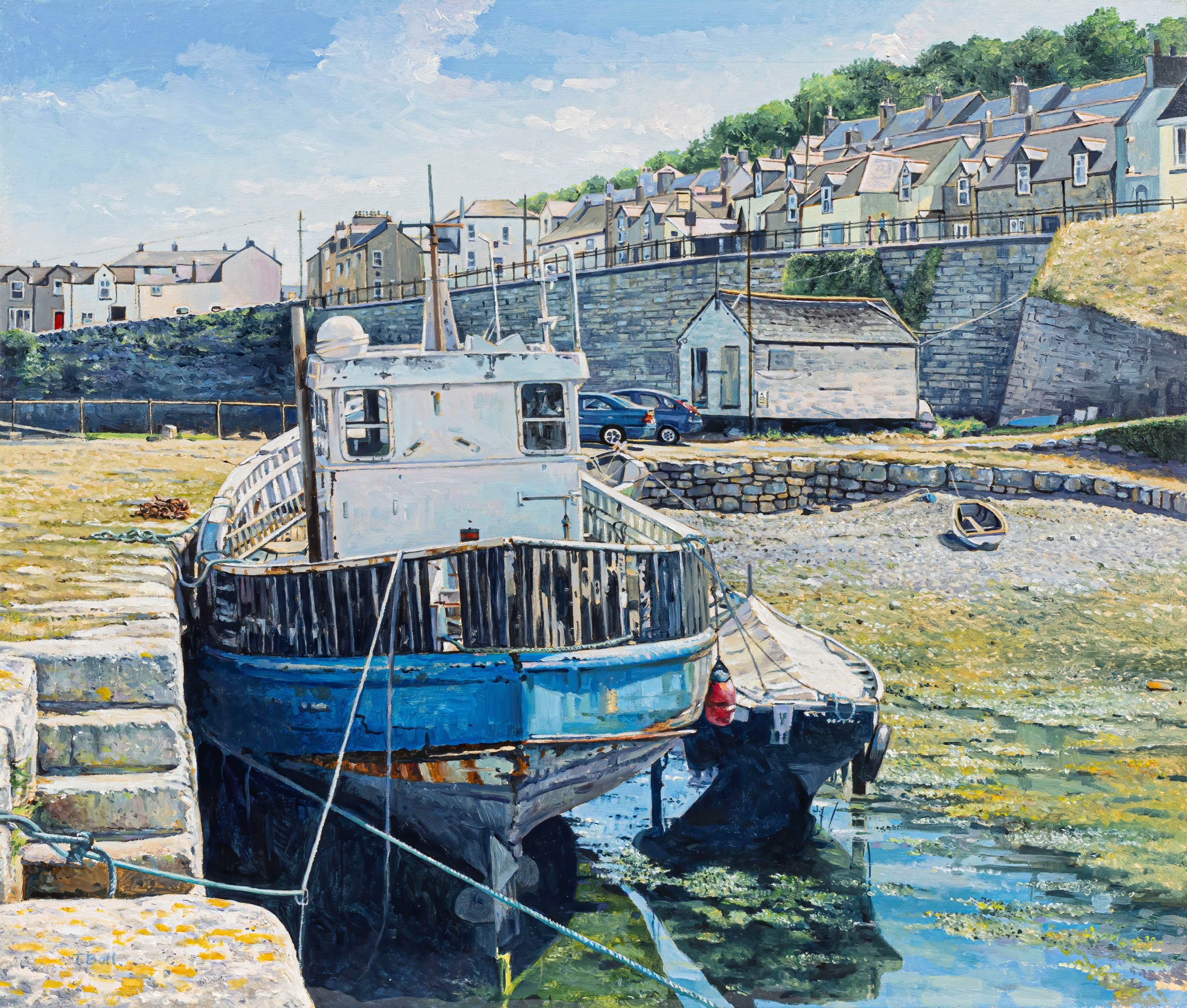 Tim Ball (British, 20th / 21st Century), ‘Newlyn Old Harbour’, Cornwall. oil on board, signed