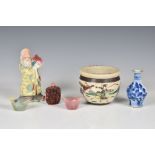 A small group of Chinese porcelain and works of art, comprising a 20th century famille rose export