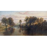 English School (late 19th century), Evening river landscape. oil on canvas, unsigned, inscribed '