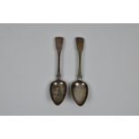 A pair of Channel Islands silver soup or table spoons, maker's mark GH struck once plus 'J' (