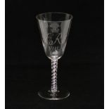 A rare Whitefriars Edward VIII colour airtwist coronation goblet, engraved to the bowl 'ER VIII,