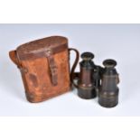 A pair of Maire Fabt Paris leather clad binoculars in case.,