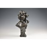 An Art Nouveau style bronze overlay bust of a maiden, late 20th century, unsigned, 12½in. (31.75cm.)