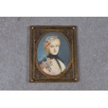 Continental School, mid 19th century, Oval Portrait Miniature of a Young Woman in a Hat, signed