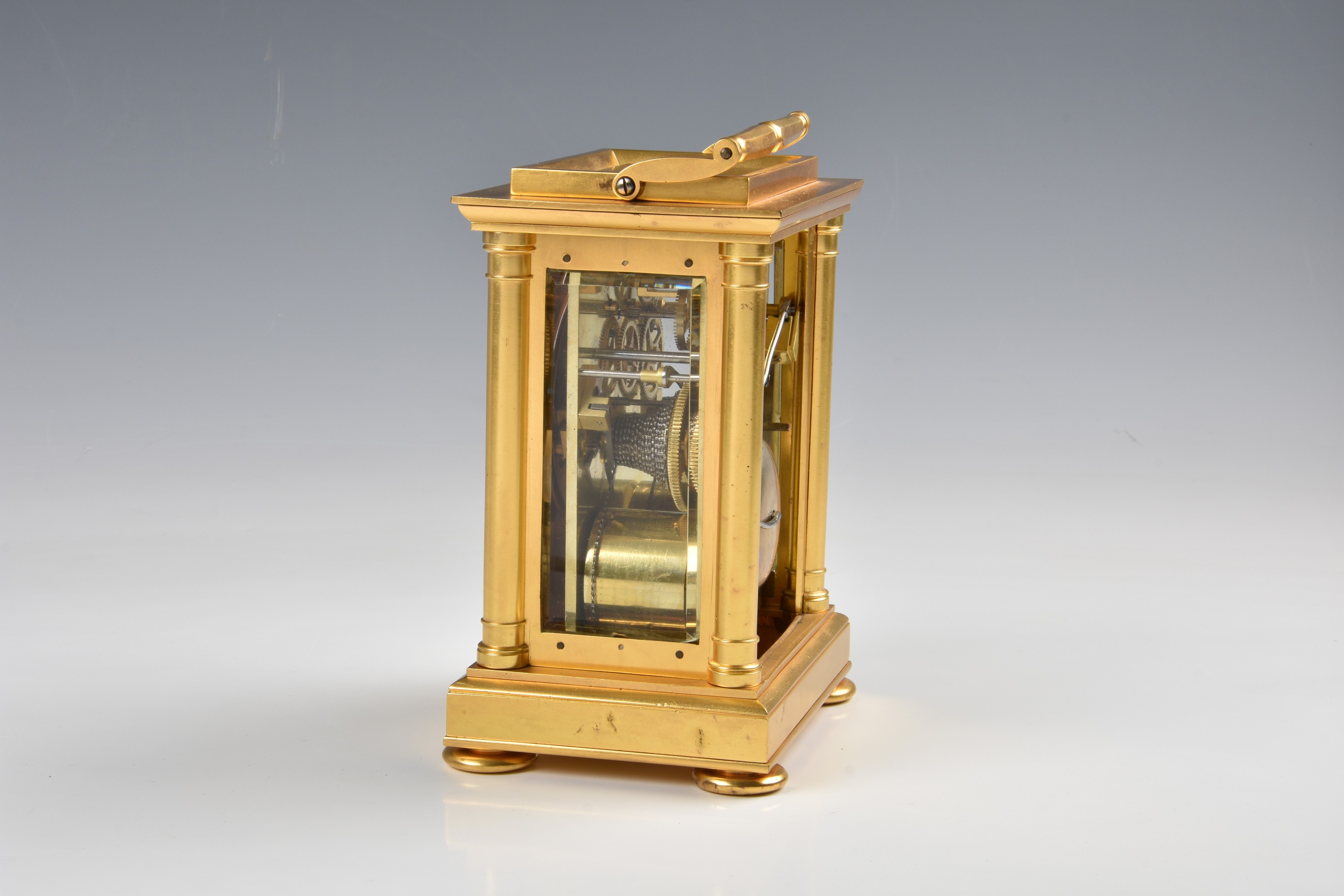 A fine English gilt brass double fusee carriage clock with hour strike, mid-19th century, - Image 4 of 10