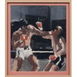 Larry Ham (British, 1933-2007), The fight. pastel, unsigned. 7½ x 6½in. (19 x 16.5cm.). Good