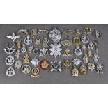 A collection of various Military anodised aluminium cap badges etc, to include Queens Own