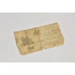BRITISH BANKNOTE - Jersey £1 pound (year, 1817), issued 20th June 1817, number 179, signed lower