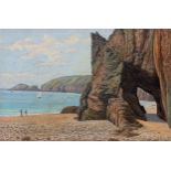 English School (late 19th century), Dixcart Bay, Sark. * oil on canvas, unsigned, running pattern