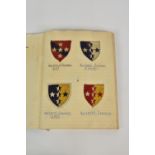 A large collection of cloth military badges, sixty + (60+), all mounted within a book, to include