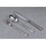 World War Two German interest - A rare silver plate trio of flatware "KANZLEI DES FUHRERS",