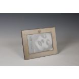 A modern silver photo frame with Royal crown, Carrs of Sheffield, 2005, rectangular with applied