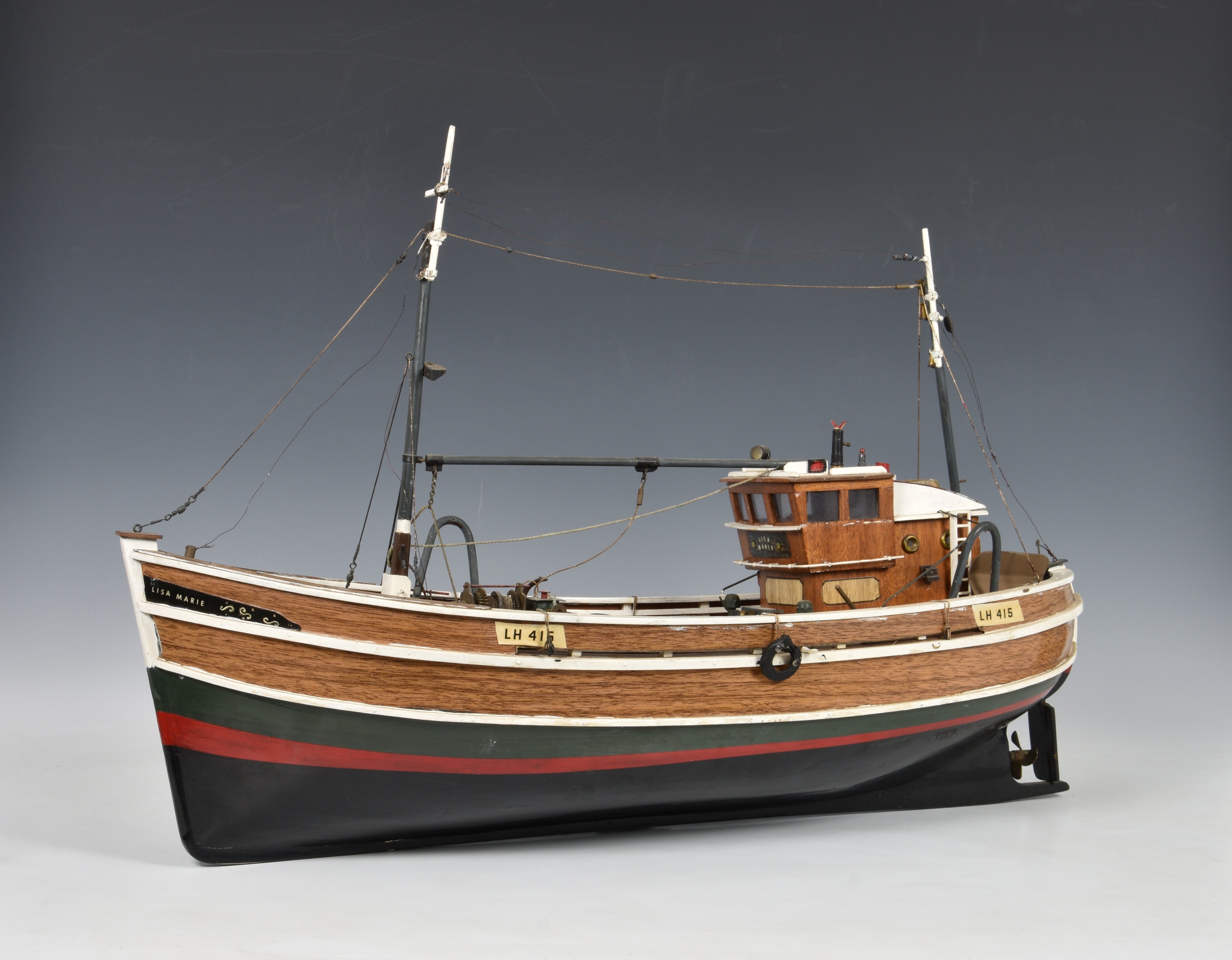 A scratch built model of a Scottish fishing boat 'Lisa Marie', well detailed, wooden built, named ' - Image 3 of 5