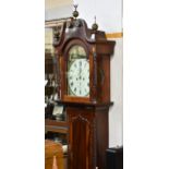 An inlaid mid-19th century Channel Islands mahogany and rosewood cross-banded longcase clock, the