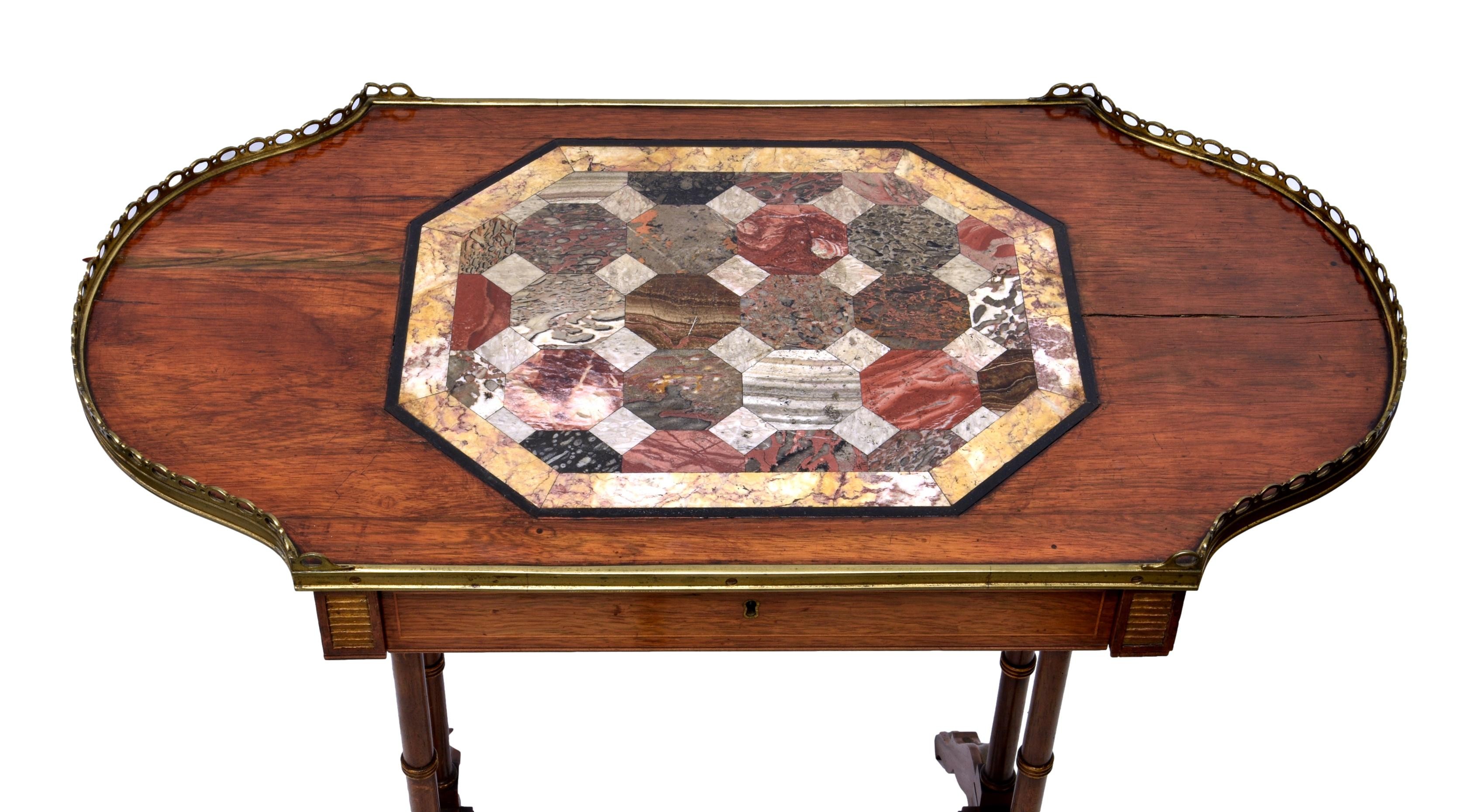 A Regency rosewood, parcel gilt and specimen marble occasional table in the manner of John McLean, - Image 2 of 2