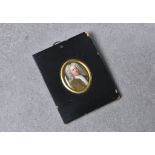 English School, late 18th century, Oval Portrait Miniature of a Gentleman in a Powdered Wig and a