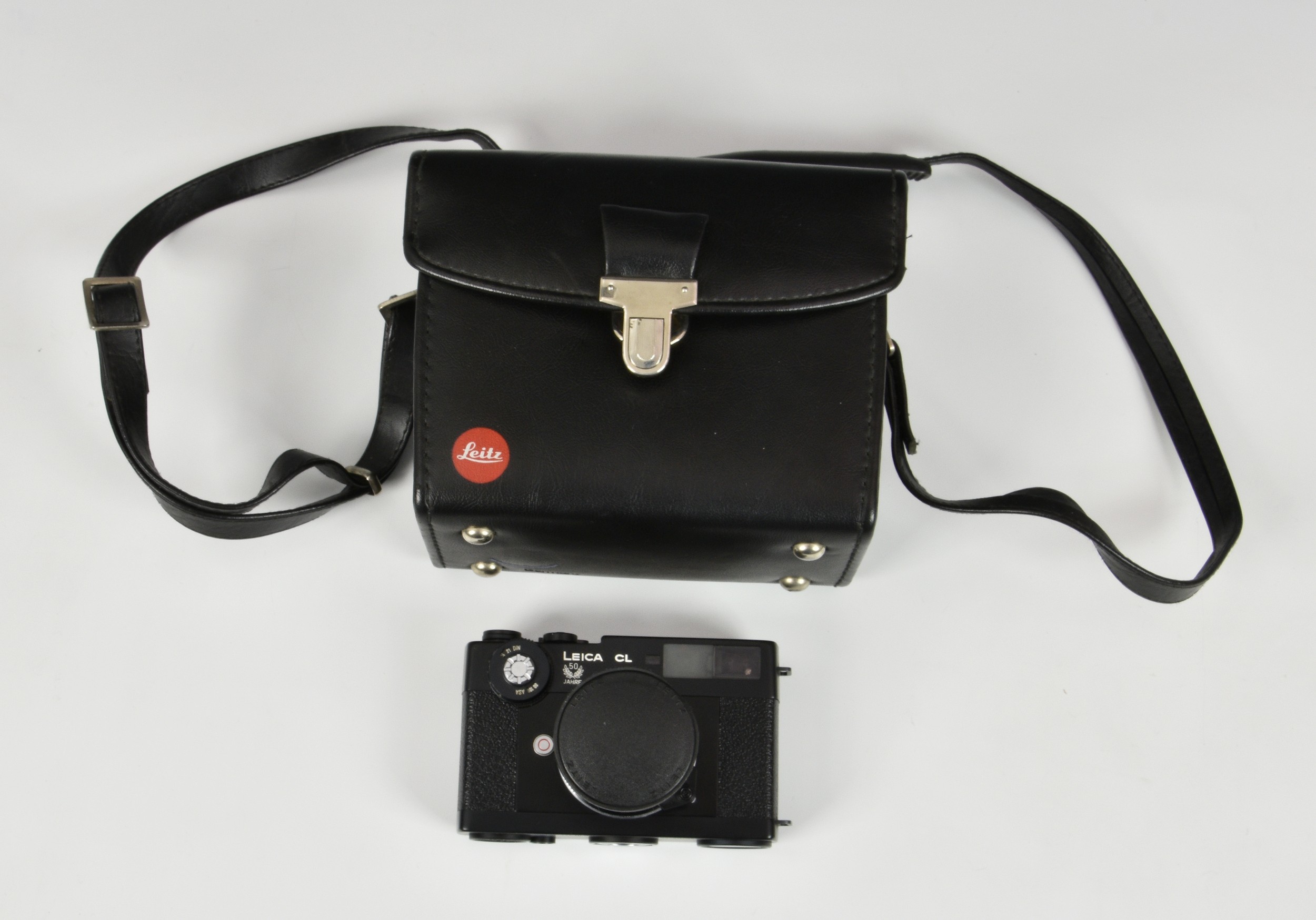 A Leica CL '50 Jahre' Anniversary model rangefinder camera, black, serial no. 1428629 , with Leitz