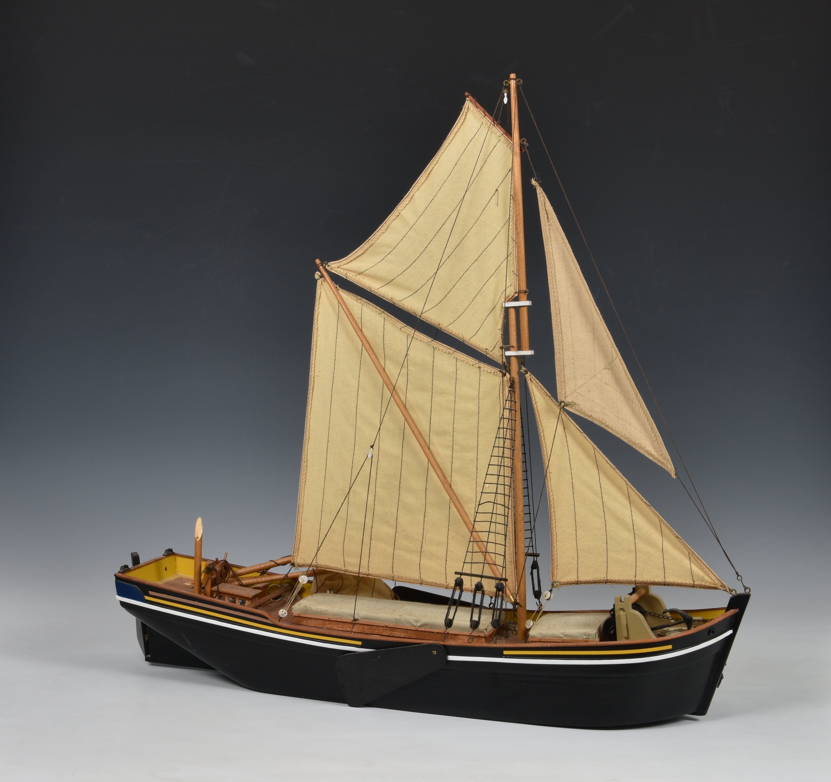 A scratch built model of a Scottish fishing boat 'Lisa Marie', well detailed, wooden built, named ' - Image 4 of 5