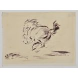 Edmund Blampied R.E., R.B.A. (Jersey, 1886-1966)., Horse and a Rabbit running. * brown wax crayon on