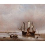 Joseph Stannard (English, 1797-1830), Dutch Shipping in a Calm oil on canvas, signed "J. Stannard"