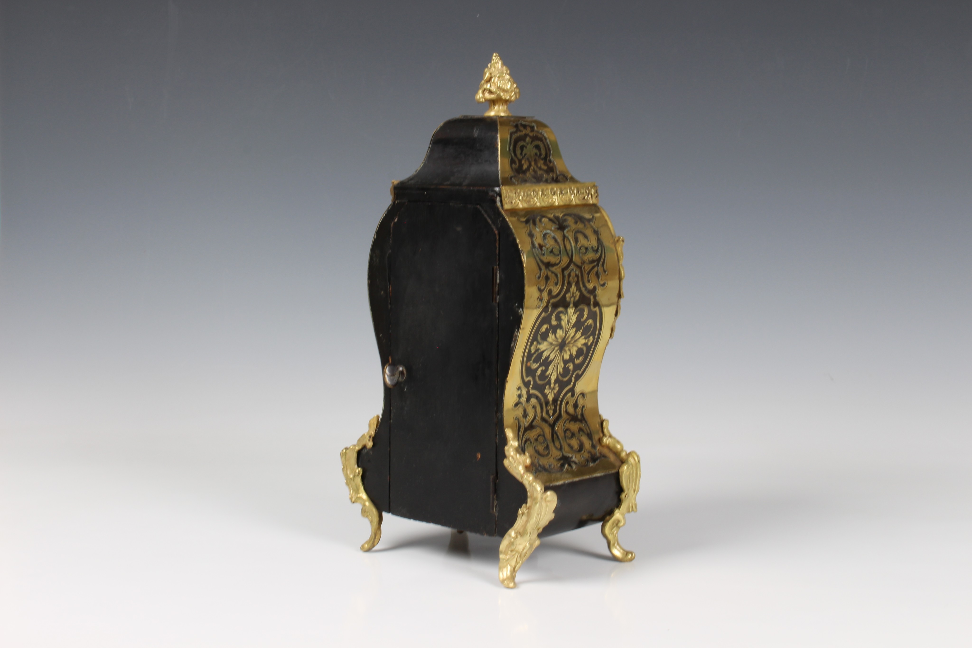 A Japy Freres Boulle decorated mantel clock, French, late 19th century, the signed, twin train - Image 4 of 5