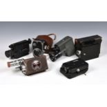 A collection of six various vintage Cine Cameras, varying ages, to include Canon Reflex zoom 8-2;