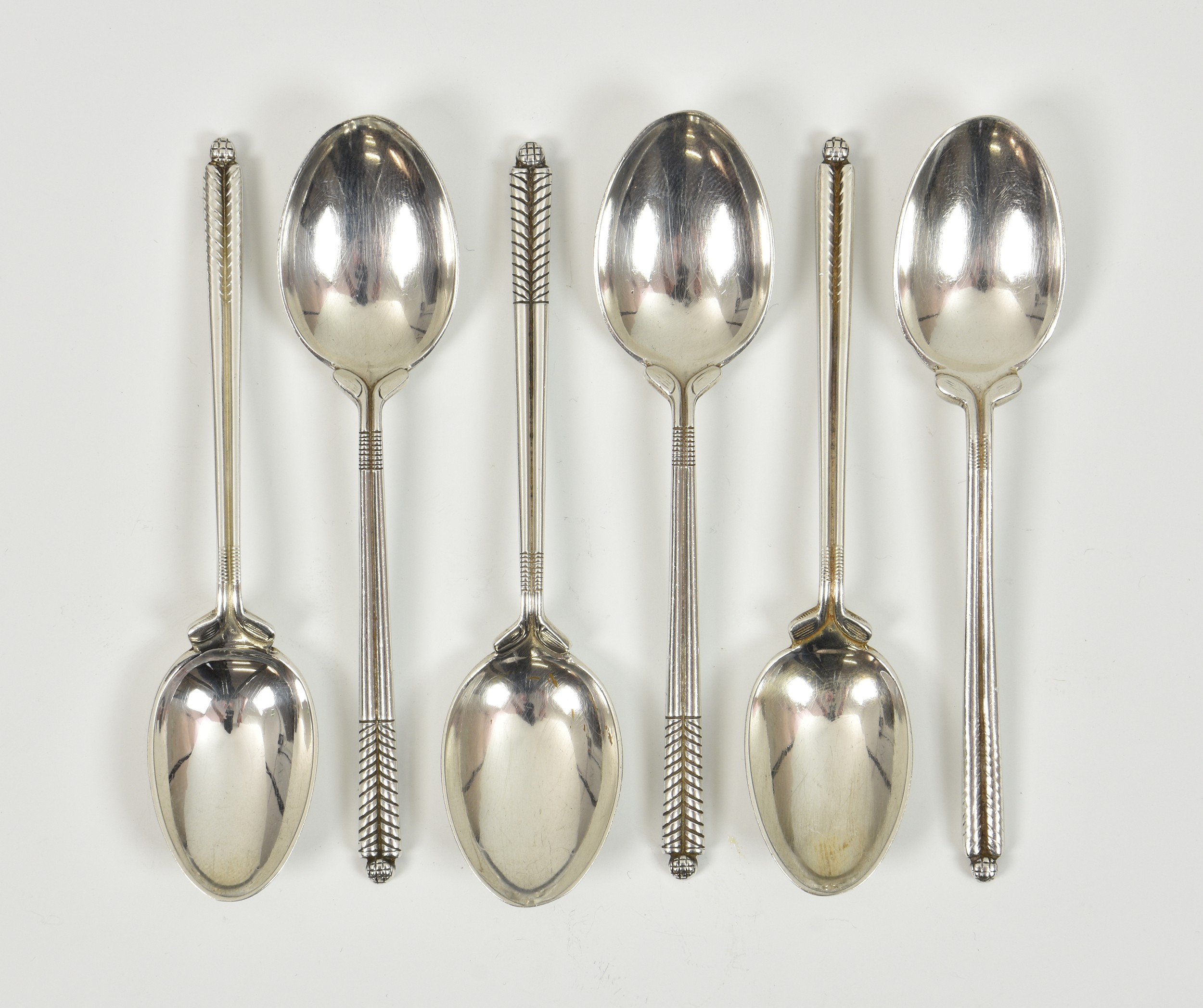 A matched set of six novelty golfing teaspoons, Maker's W H Darby & Sons Ltd, Birmingham 1964 &