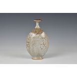 A studio pottery vase, second half 20th century, of flattened, elliptical form, with oval foot,