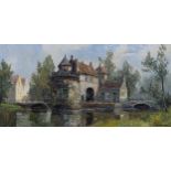 Bernard Laarhoven (Dutch, b.1912), House on a Bridge in a Dutch Town oil on canvas, signed "