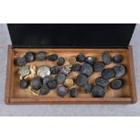 A small collection of military bakelite buttons etc, to include London Irish Rifles, Royal Irish